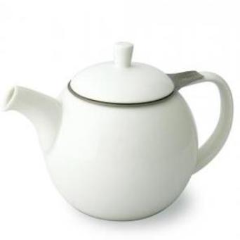 white teapot with infuser
